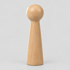 Turned beech wood wall peg in Natural Beech on a light gray studio background.