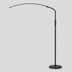 Matte Black arched LED floor lamp on a light gray studio background