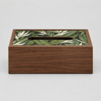 Rectangular wooden tissue box cover in Bamboo Leaf on a light gray studio background.