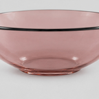 Close up of the smooth polished base of the Blush shallow glass bowl.