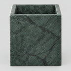 Forest Green square marble candle holder on a light gray studio background.