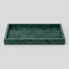 Emerald Green rectangular marble vanity tray on a light gray studio background.