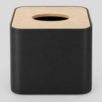 Square tissue box cover in Matte Black on a light gray studio background.