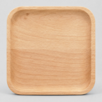 Natural beech wood rounded square serving tray in the Natural Beech finish on a light gray studio background