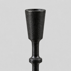 Close up of the rim of the candle cup of the Matte Black cast-iron taper candle holder