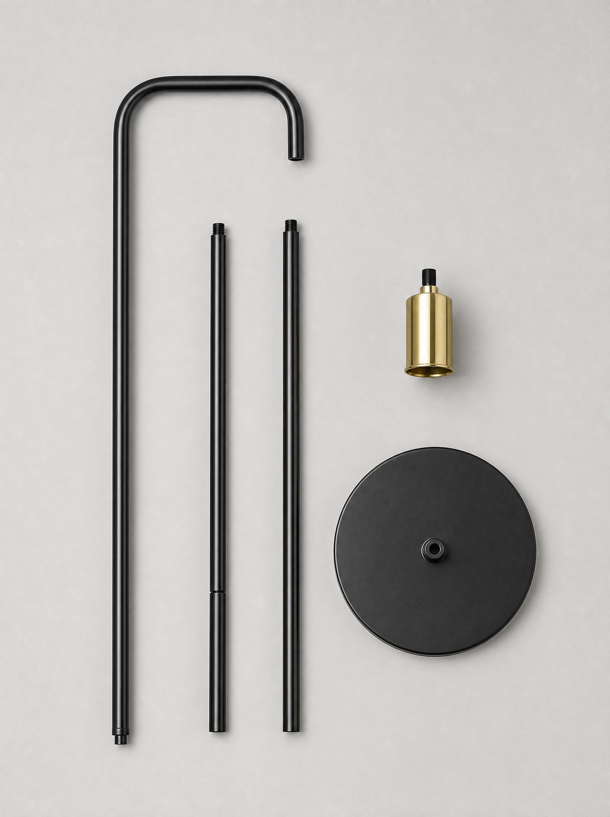 What is in the box for the brass socket floor lamp, pole sections, base and brass socket head