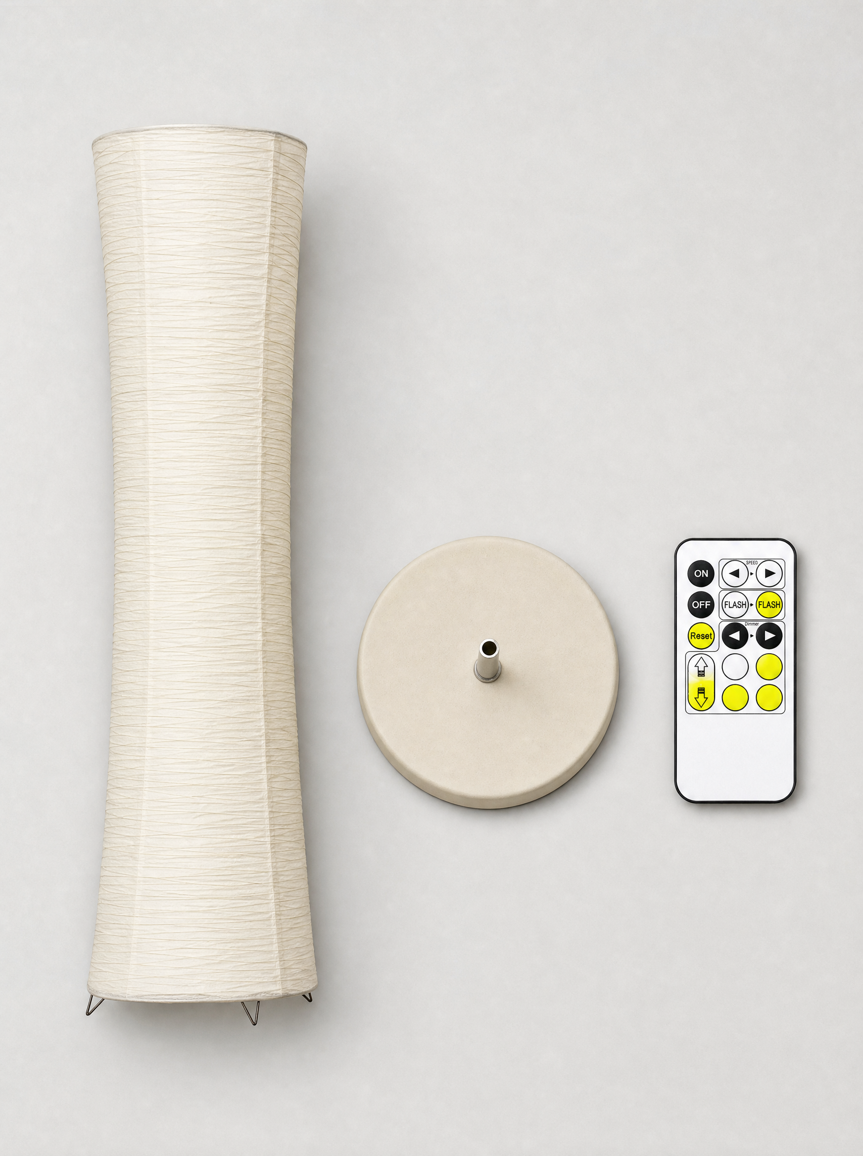What is in the box for the paper column floor lamp, lamp, base and remote control