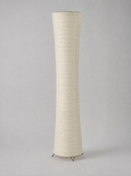Cream rice paper column LED floor lamp on a light gray studio background