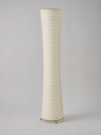 Cream rice paper column LED floor lamp on a light gray studio background