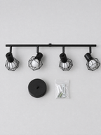 What is in the box for the rounded cage spot bar, bar with four heads, ceiling plate and hardware