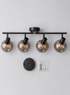 What is in the box for the smoked glass spot bar, bar with four heads, ceiling plate and hardware