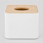 Square tissue box cover in Matte White on a light gray studio background.