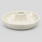 Ceramic taper candle holder in Speckled Off-White on a light gray studio background