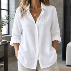 Daphne Linen Blend Shirt - White