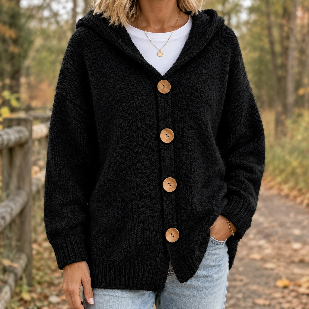 Bridget Hooded Cardigan - Black