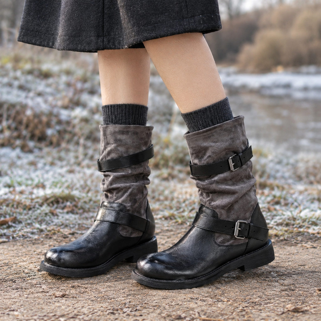 Capri Buckled Boots - Black