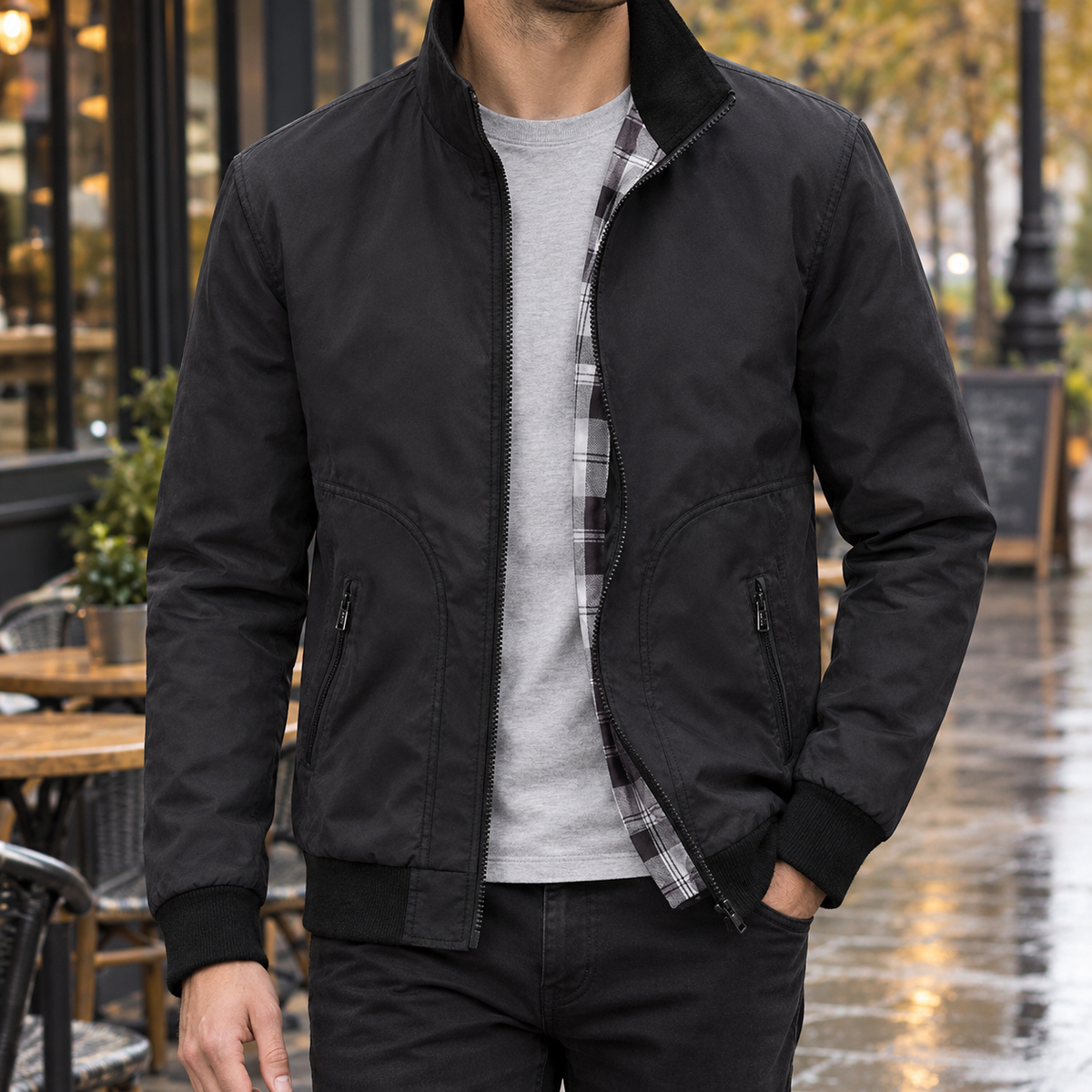 Aubin Stand Collar Jacket - Black