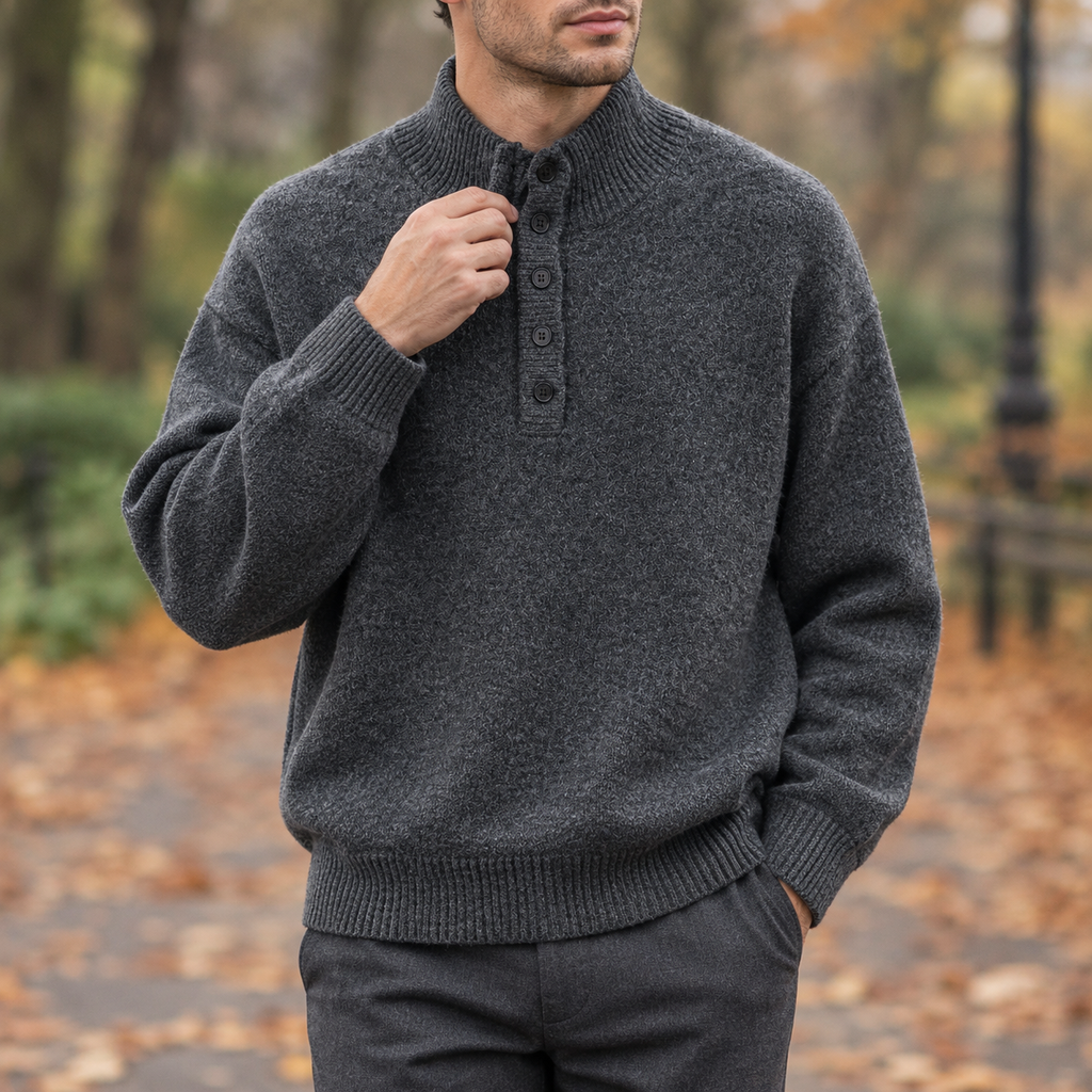 Damian Stand Collar Sweater - Gray