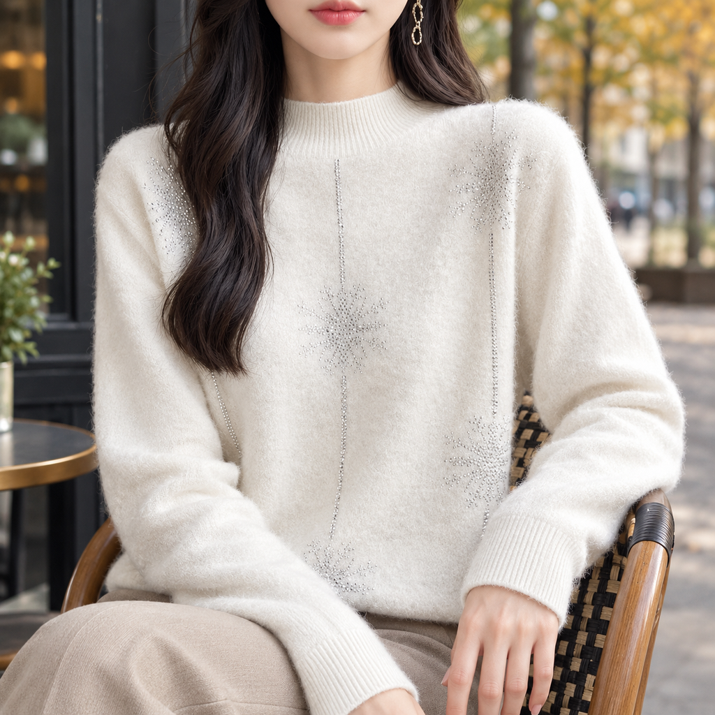 Adele Rhinestone Sweater - White