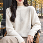 Adele Rhinestone Sweater - White
