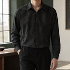 Ilario Striped Shirt - Black