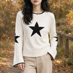 Jocasta Star Knit Sweater - White