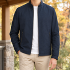 Nathan Stand Collar Jacket - Navy Blue