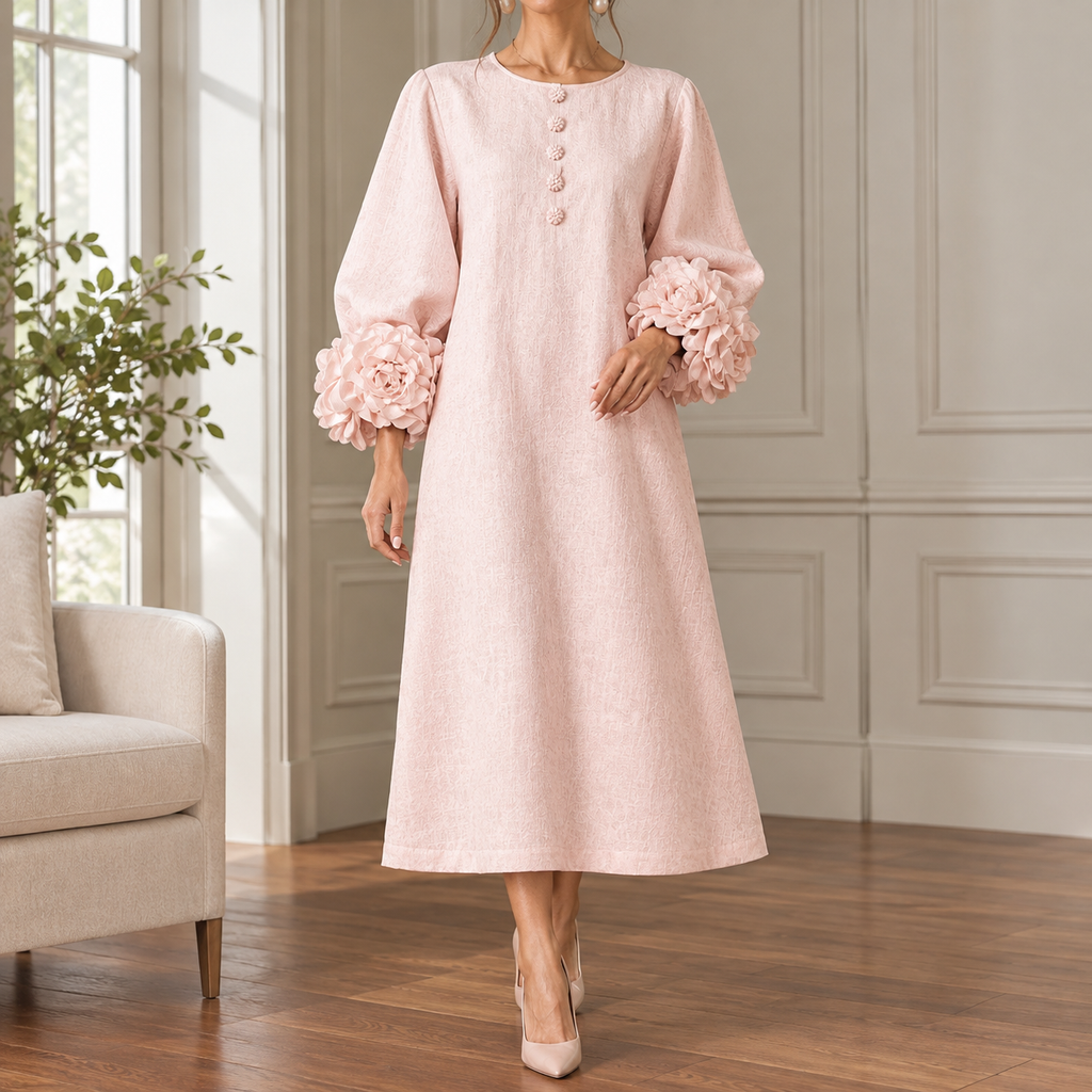 Bianca Floral Cuff Dress - Pink