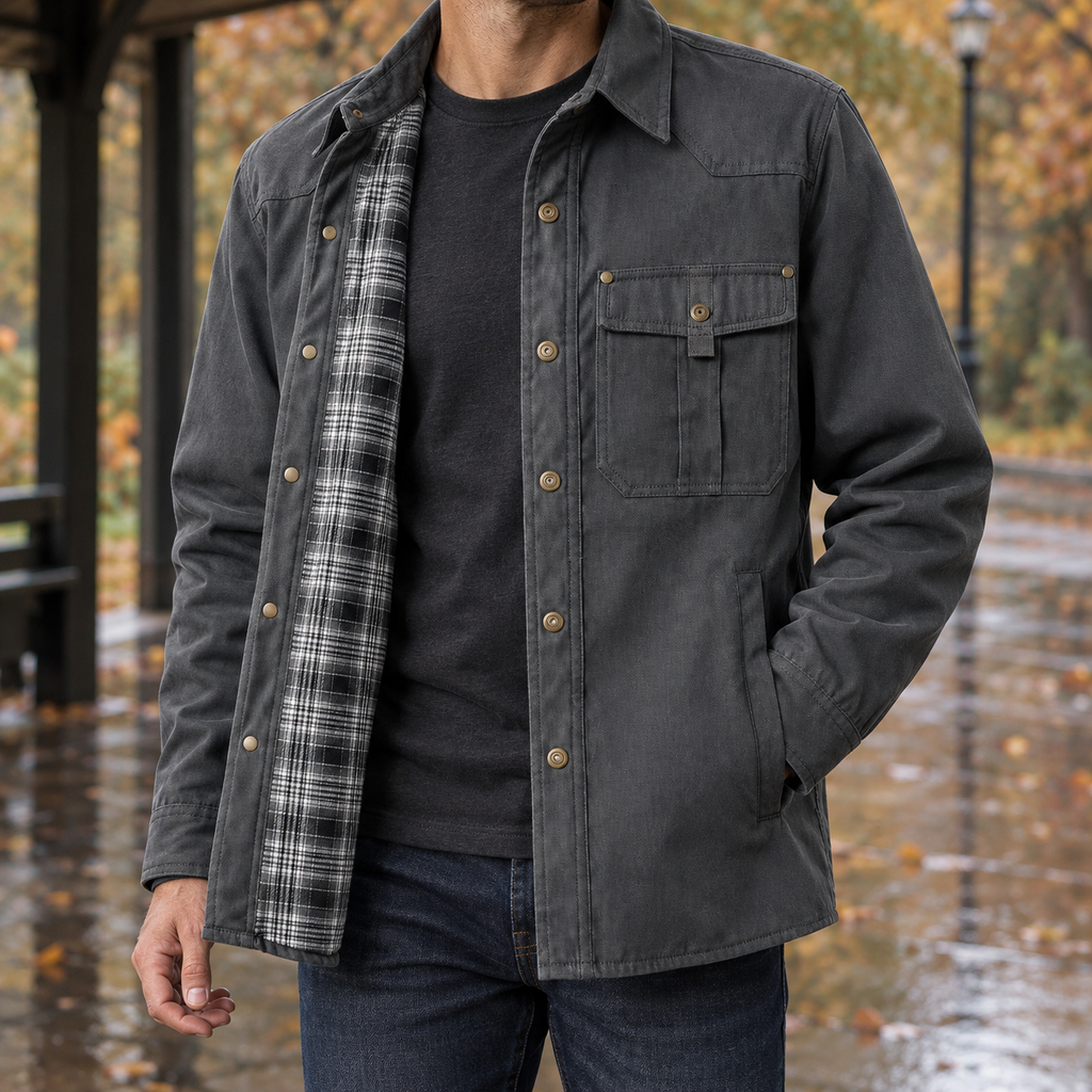 Norbert Plaid-Lined Jacket - Gray