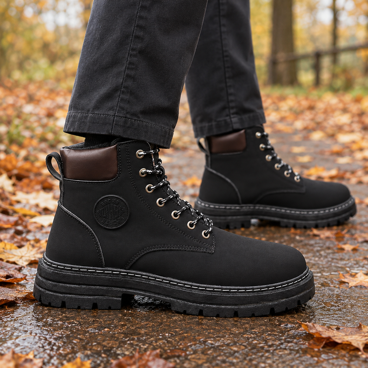 Valente Lug Sole Boots - Black