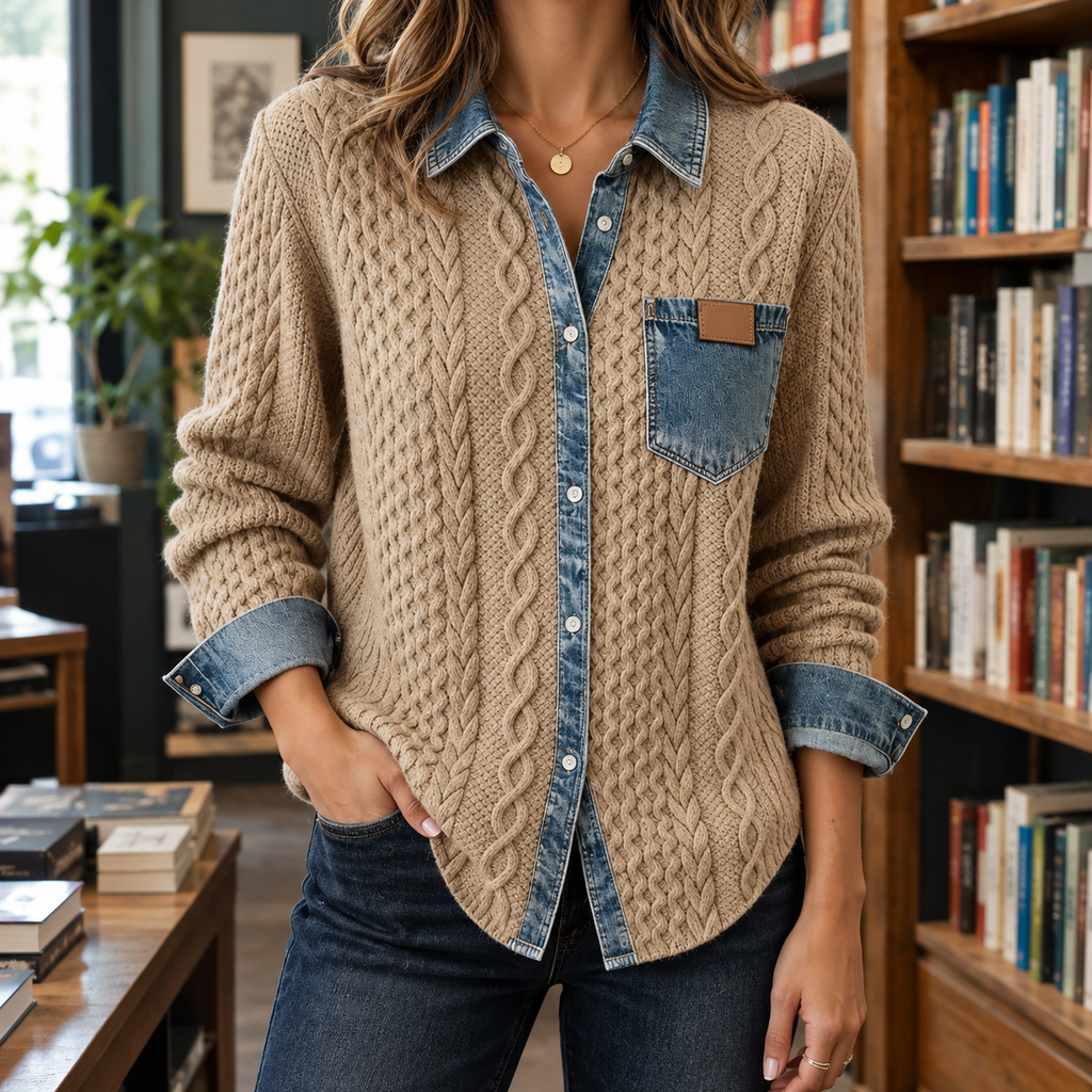 Amelie Cable Knit Cardigan - Camel