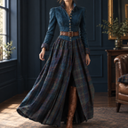 Amalia Belted Maxi Dress - Peacock Blue