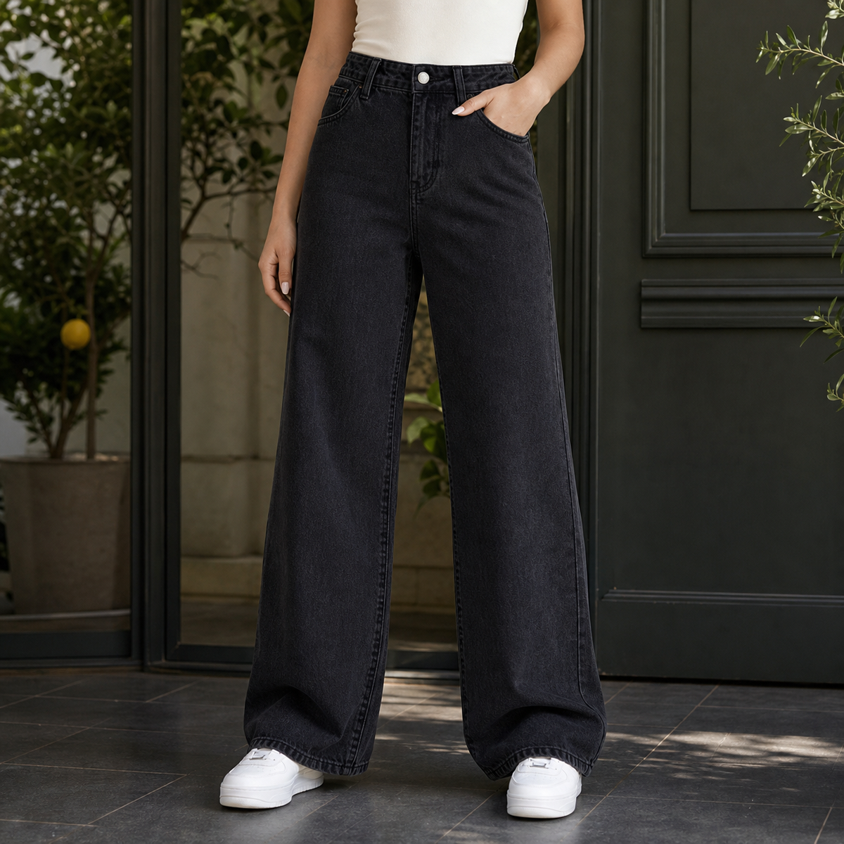 Alessia Wide Leg Jeans - Black