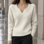 Melisande V-Neck Top - Cream