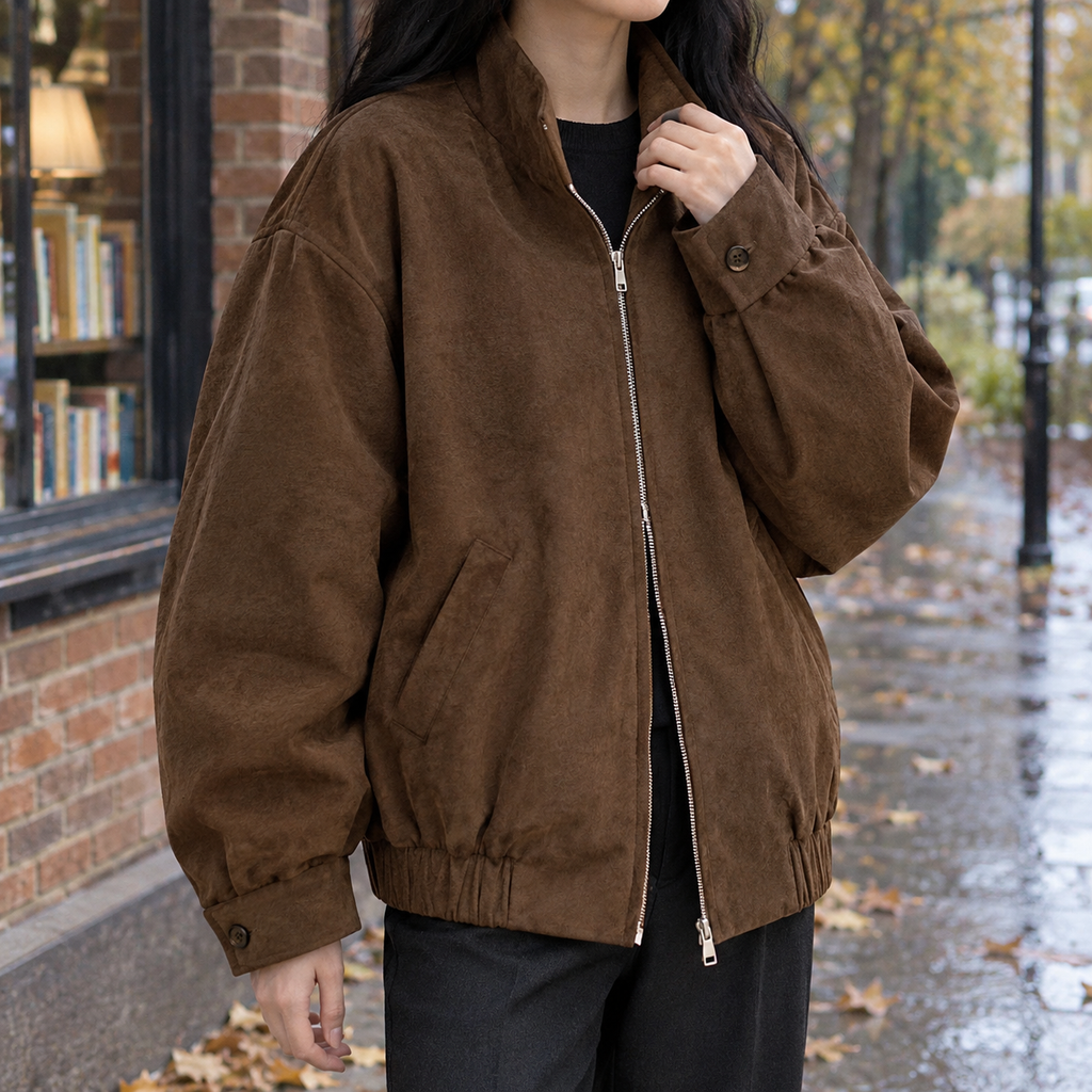 Eleanora Oversized Bomber Jacket - Brown