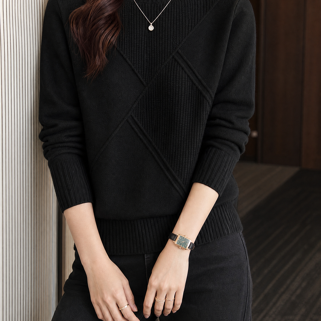 Vivienne Mock Neck Sweater - Black