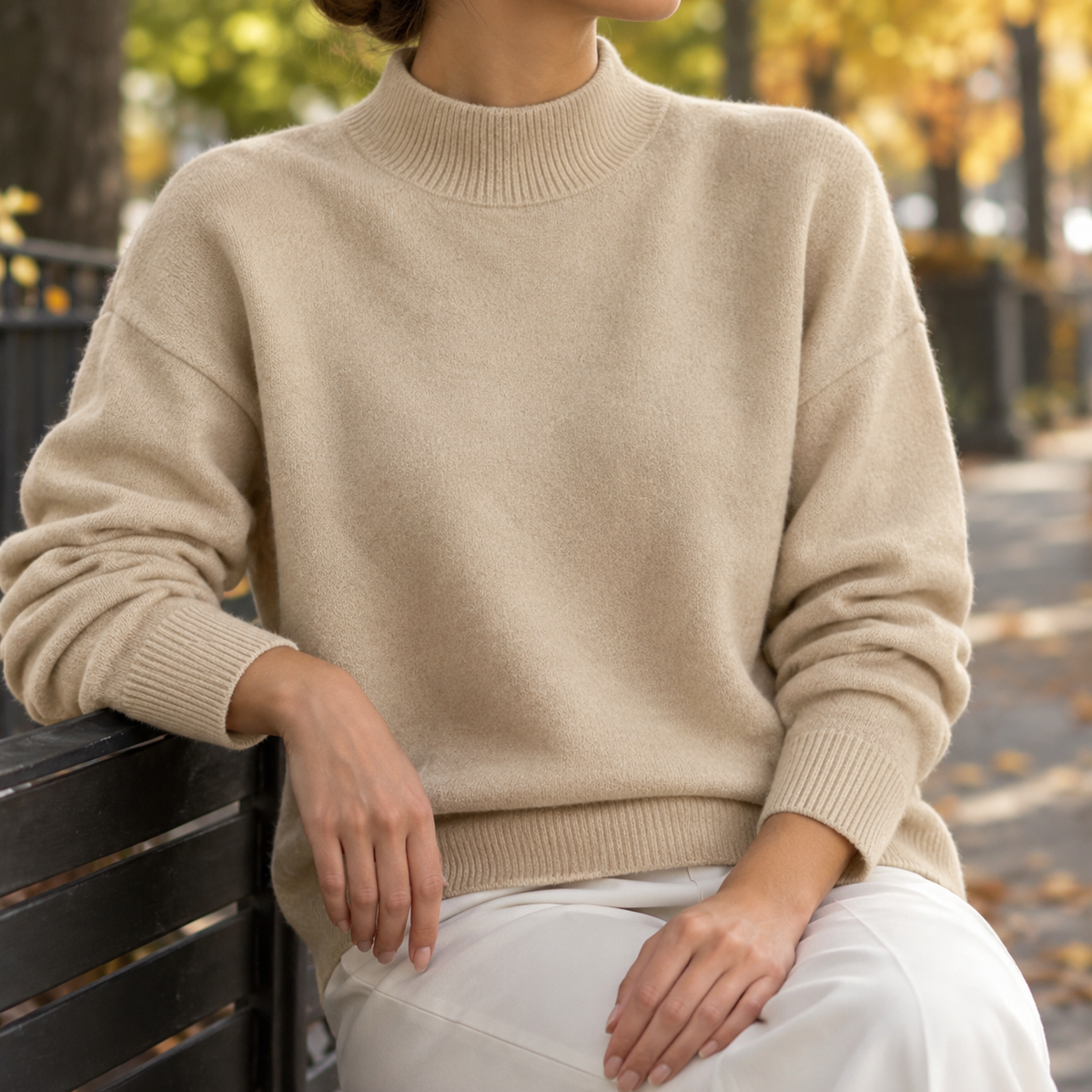 Natalia Mock Neck Sweater - Apricot