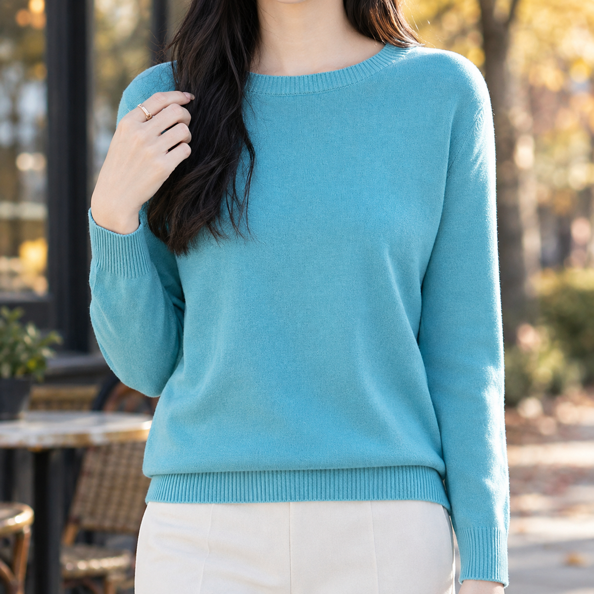 Aurelia Crew Neck Sweater - Lake Green