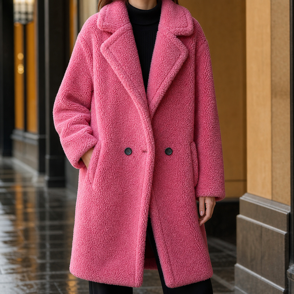 Florence Teddy Coat - Rose Red