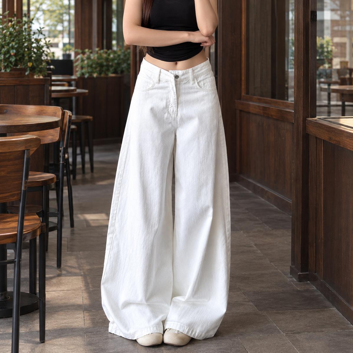 Henriette Wide Leg Jeans - White