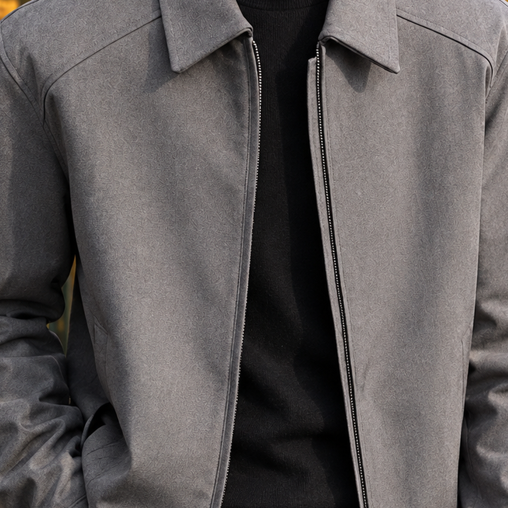 Leopold Lapel Zip Jacket - Lead Product Detail