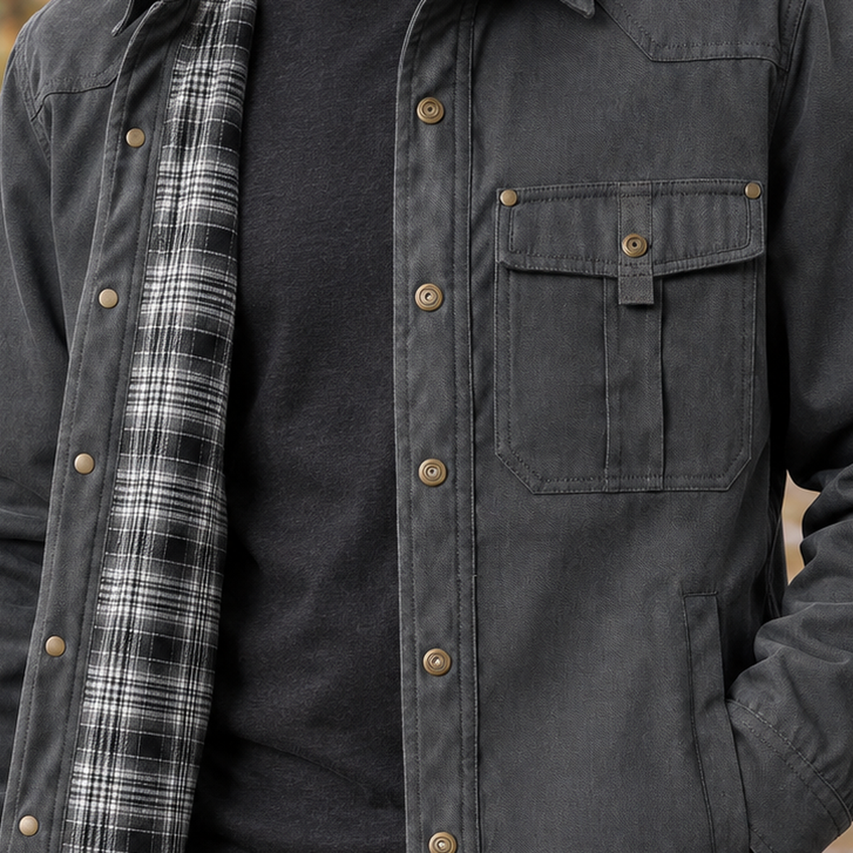 Norbert Plaid-Lined Jacket - Lead Product Detail