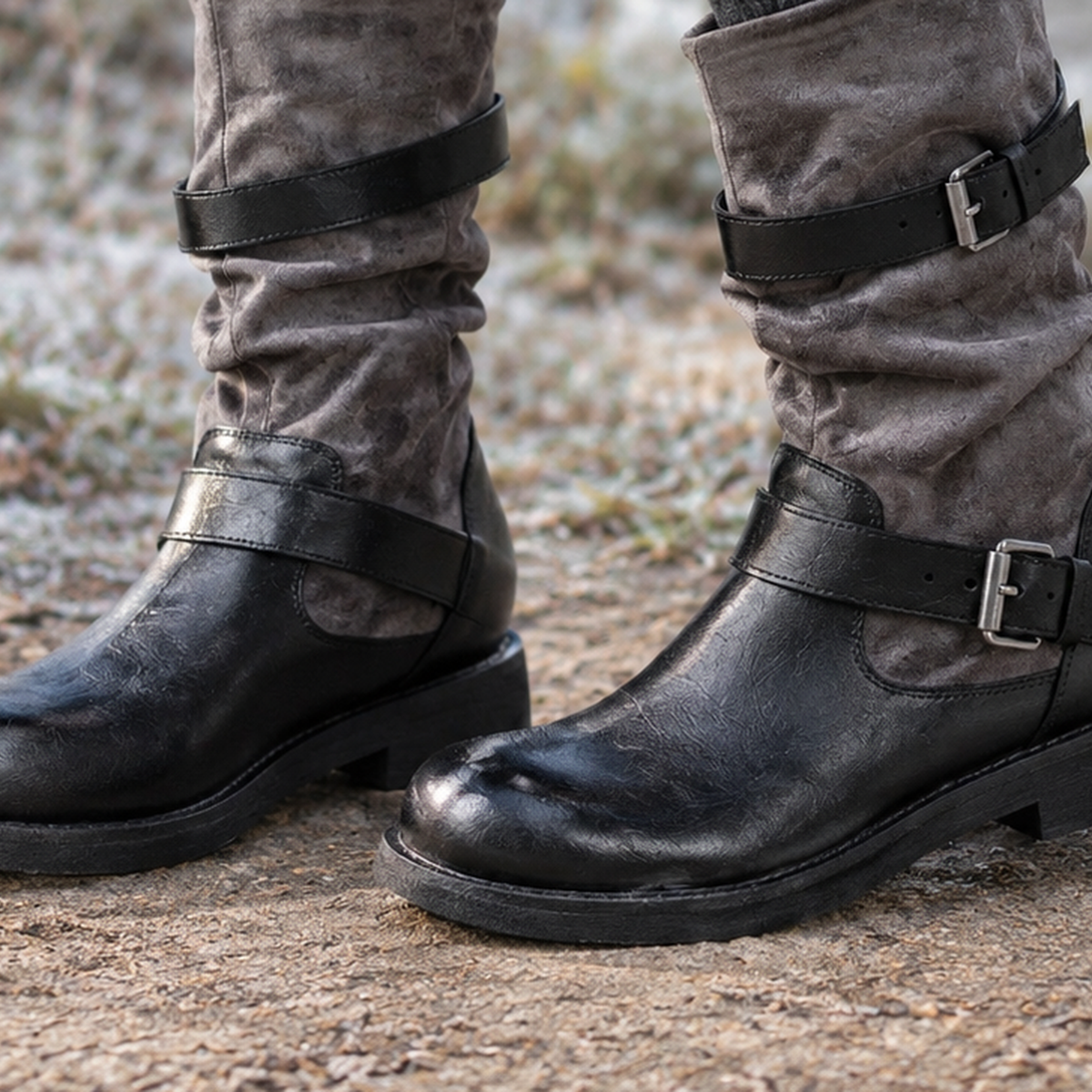 Capri Buckled Boots - Lead Product Detail