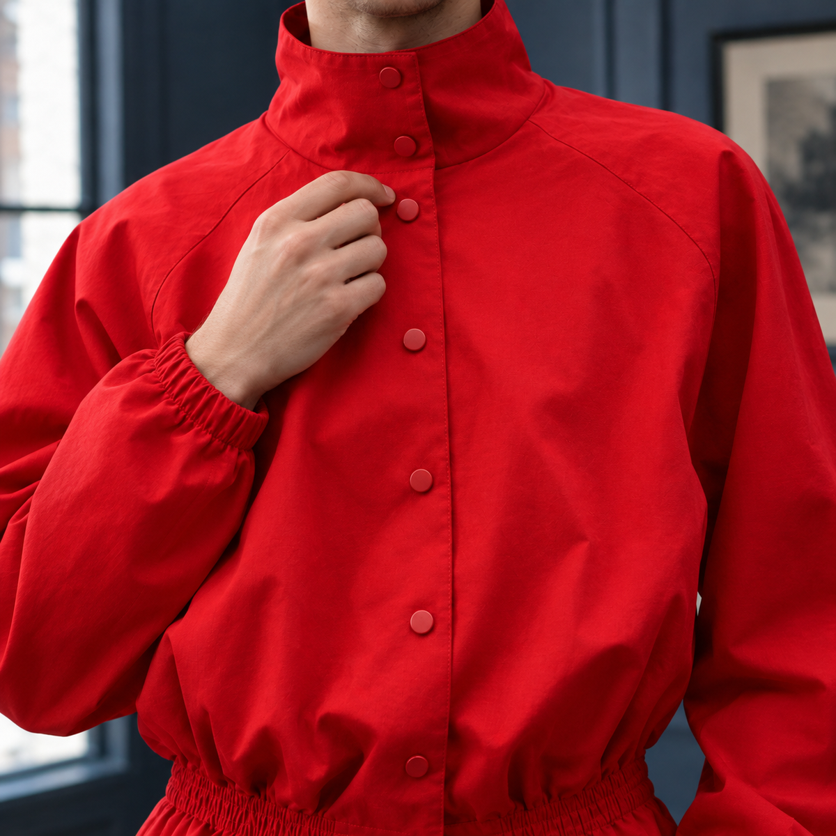 Romano Ruffle Hem Jacket - Lead Product Detail