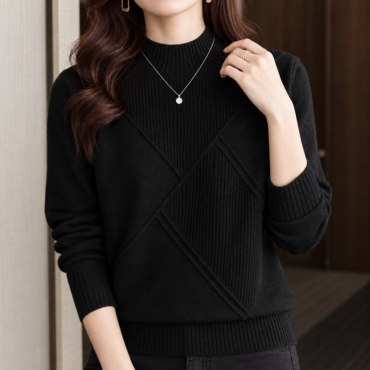 Vivienne Mock Neck Sweater - Lead Product Detail