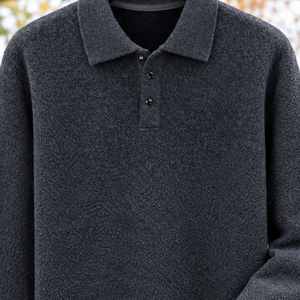 Philemon Fleece Lined Polo Sweater - Lead Product Detail
