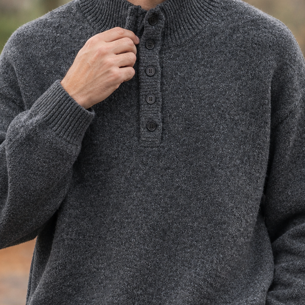 Damian Stand Collar Sweater - Lead Product Detail