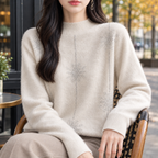 Adele Rhinestone Sweater - Beige