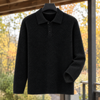 Philemon Fleece Lined Polo Sweater - Black
