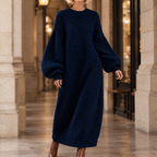 Matilda Lantern Sleeve Dress - Navy Blue